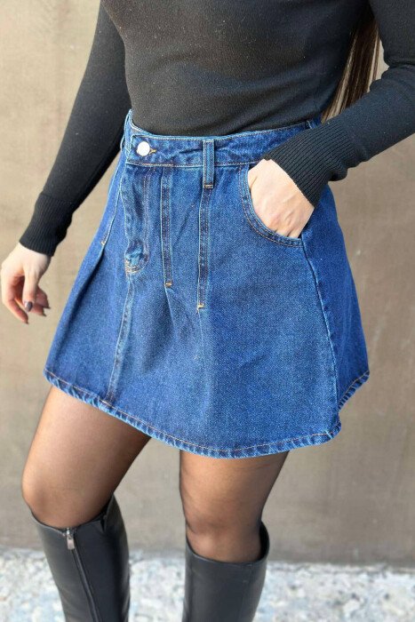DENIM SIMPLE WOMEN SKIRT BLUE/BLU - 1