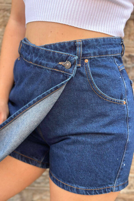 DENIM SIMPLE WOMEN SKORT DARK BLUE/BEE - 3