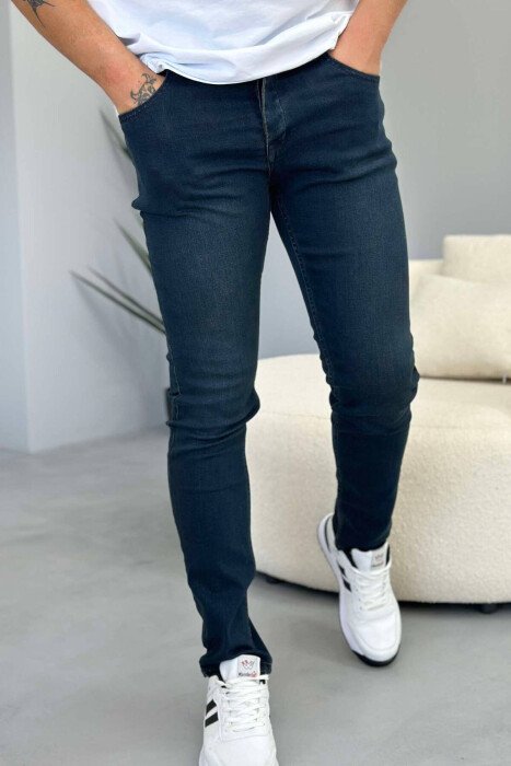DENIM SLIM FIT SIMPLE MEN JEANS DARK BLUE/BEE - KLAUDIO FASHION