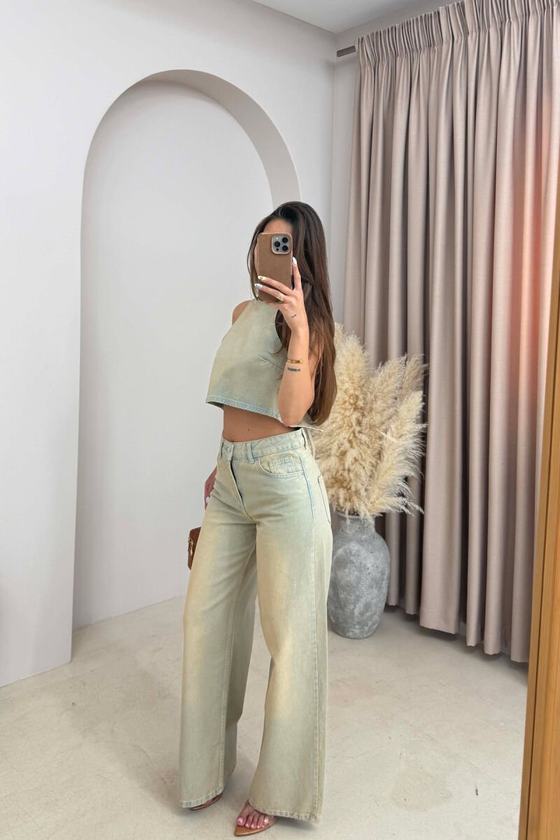 DENIM TANK TOP + JEANS WOMAN SET BEIGE/BEZHE - 4