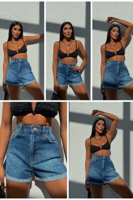 DENIM WOMAN SHORTS BLUE/BLU - KLAUDIO FASHION