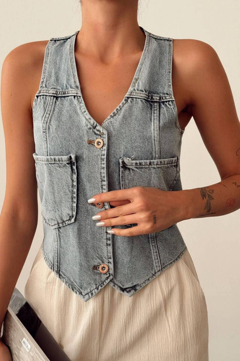 DENIM WOMAN VEST LIGHTBLUE/BZ - 1