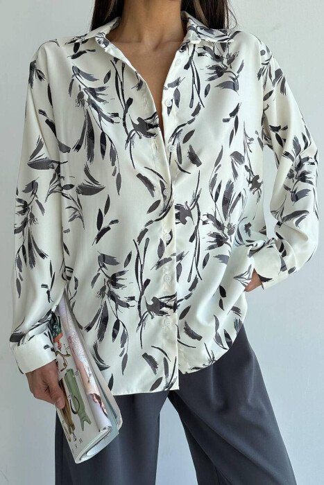 DESIGN WOMAN SHIRT CREAM/KREM - KLAUDIO FASHION