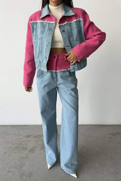 DESIGNED JACKET+JEANS DENIM WOMEN SET LIGHTBLUE/BZ - KLAUDIO FASHION