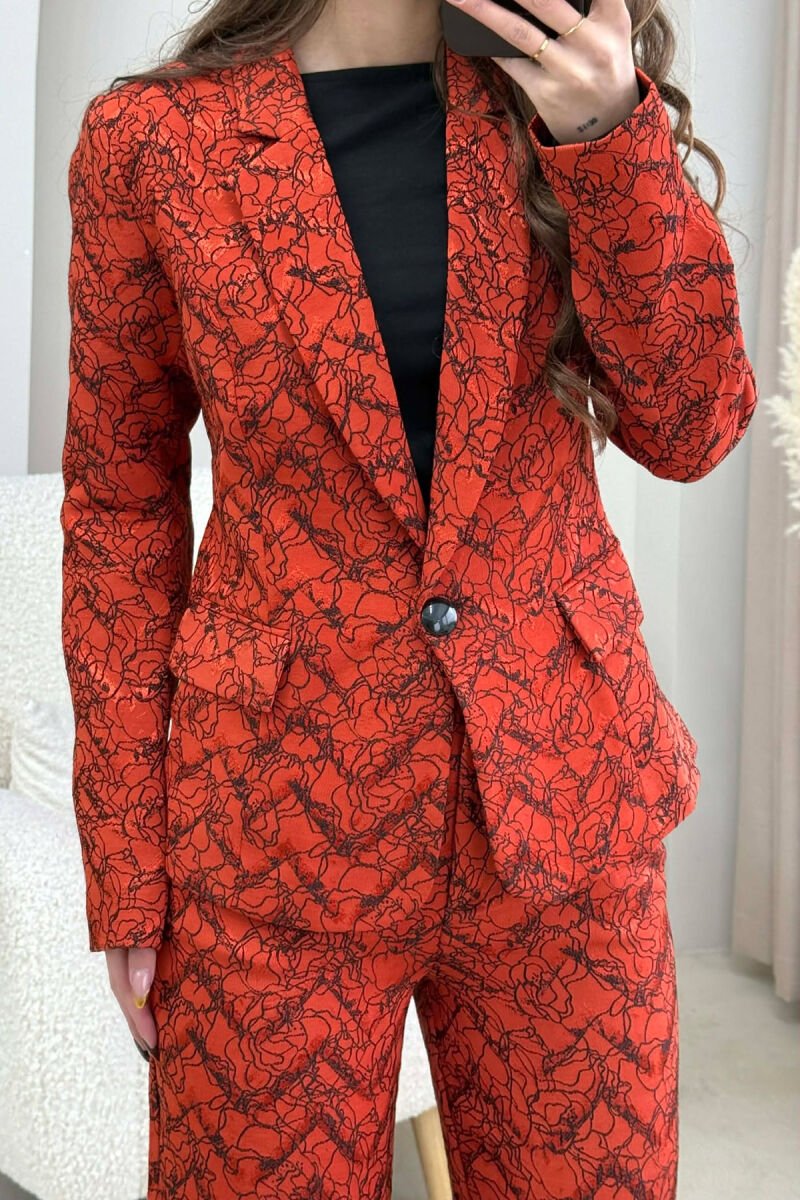 DESIGNED JACKET+TROUSERS WOMEN SET BRICK/TULLE - 3