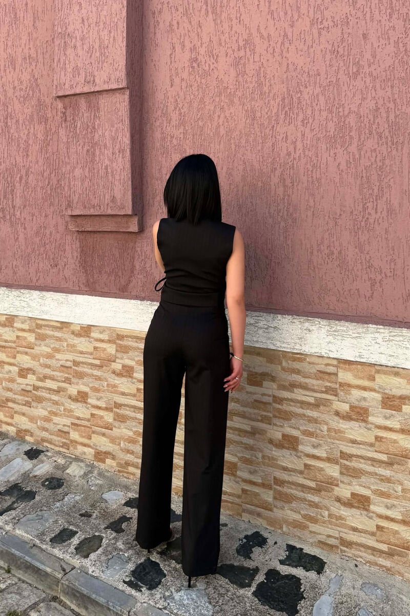 DESIGNED LACING VEST + TROUSERS WOMAN SET DARK BROWN/KAE - 2