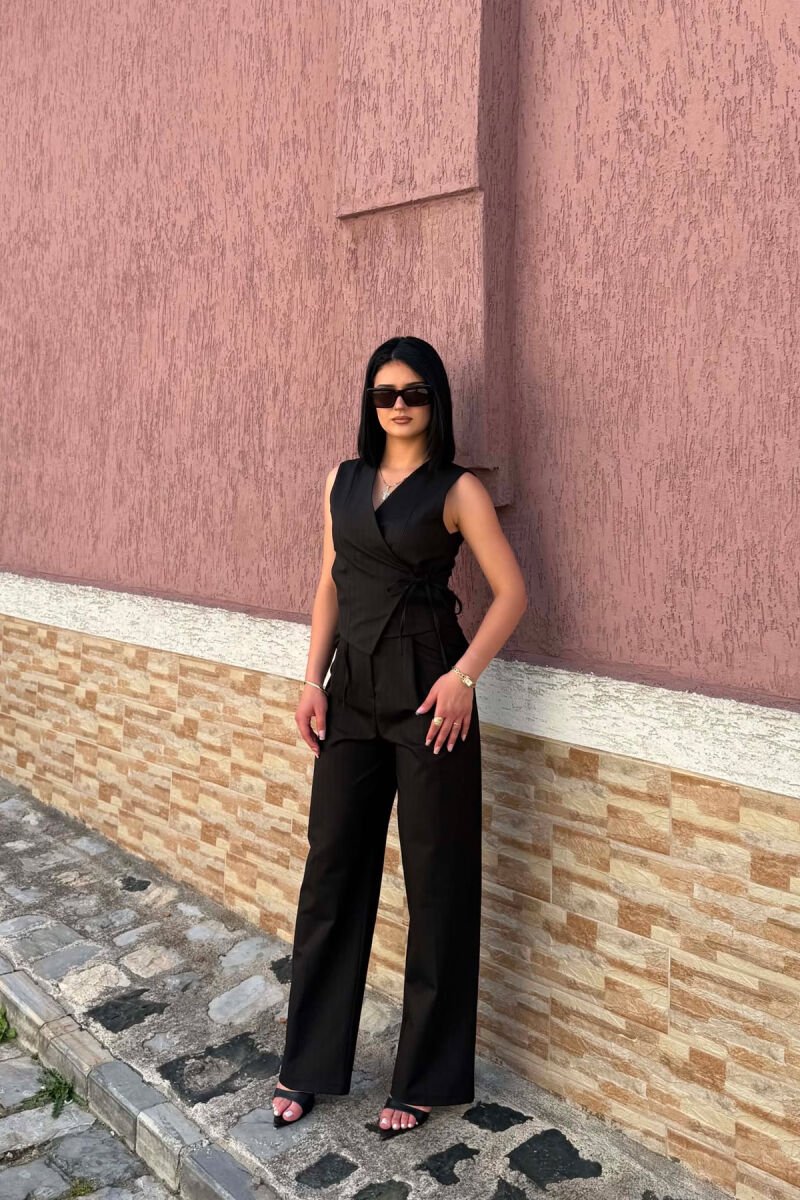 DESIGNED LACING VEST + TROUSERS WOMAN SET DARK BROWN/KAE - 3