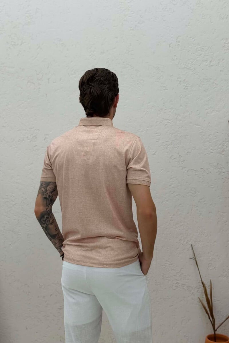 DESIGNED POLO NECK MEN T-SHIRT BEIGE/BEZHE - 4