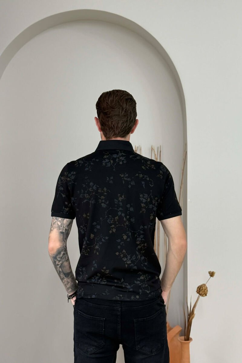 DESIGNED POLO NECK MEN T-SHIRT BLACK/ E ZEZE - 2