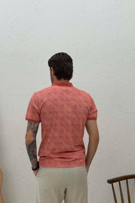 DESIGNED POLO NECK MEN T-SHIRT BRICK/TULLE - 2