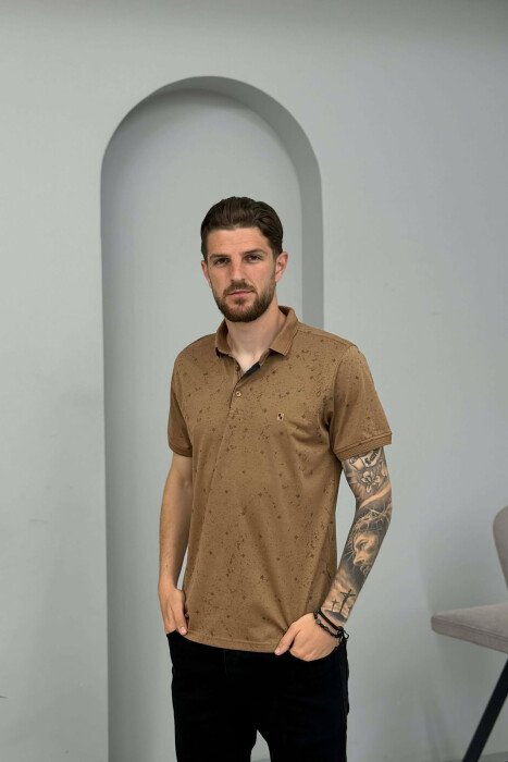 DESIGNED POLO NECK MEN T-SHIRT BROWN/KAFE - KLAUDIO FASHION