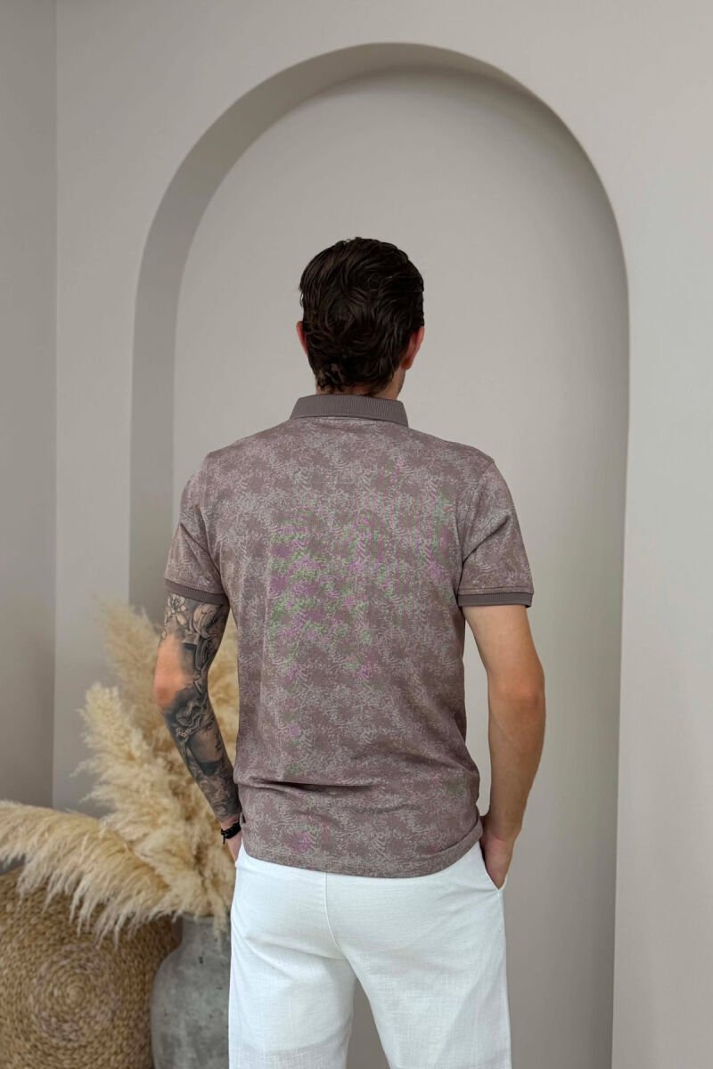 DESIGNED POLO NECK MEN T-SHIRT BROWN/KAFE - 4
