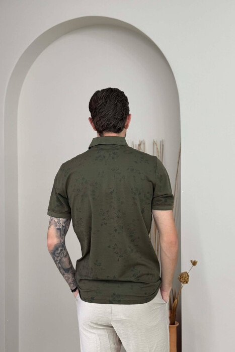 DESIGNED POLO NECK MEN T-SHIRT GREEN/JESHILE - 4