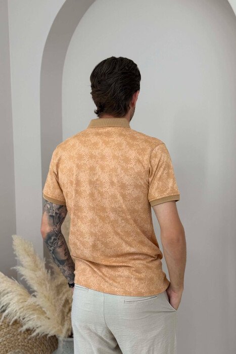 DESIGNED POLO NECK MEN T-SHIRT LIGHT BROWN/KAZB - 2