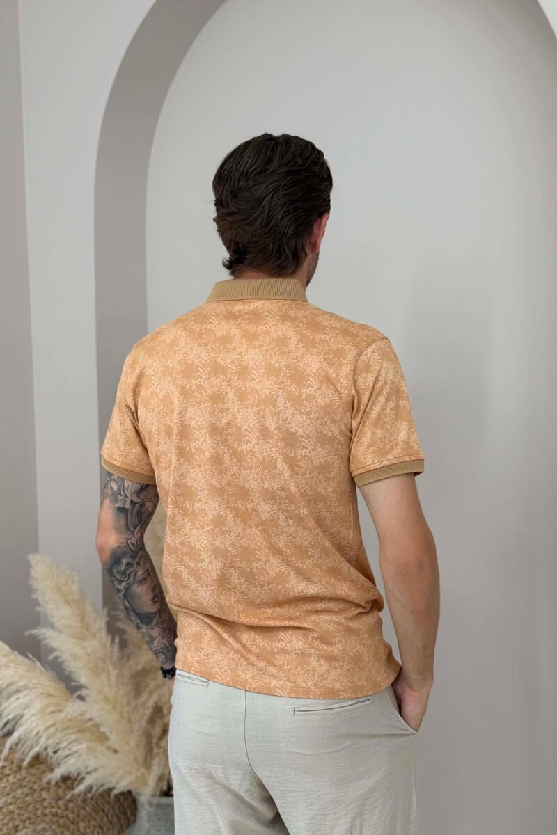 DESIGNED POLO NECK MEN T-SHIRT LIGHT BROWN/KAZB - 2