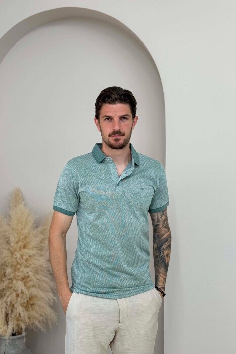 DESIGNED POLO NECK MEN T-SHIRT MINT/MENTE 