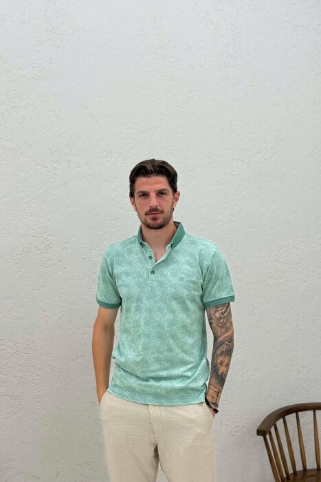 DESIGNED POLO NECK MEN T-SHIRT MINT/MENTE - KLAUDIO FASHION