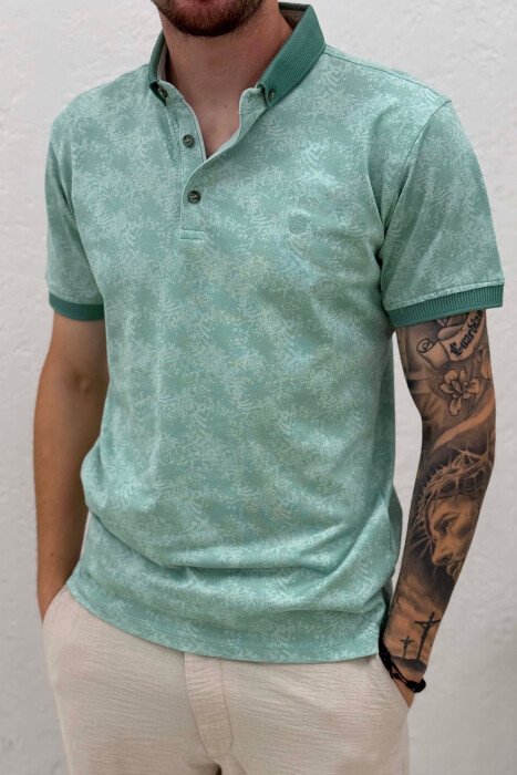 DESIGNED POLO NECK MEN T-SHIRT MINT/MENTE - 2