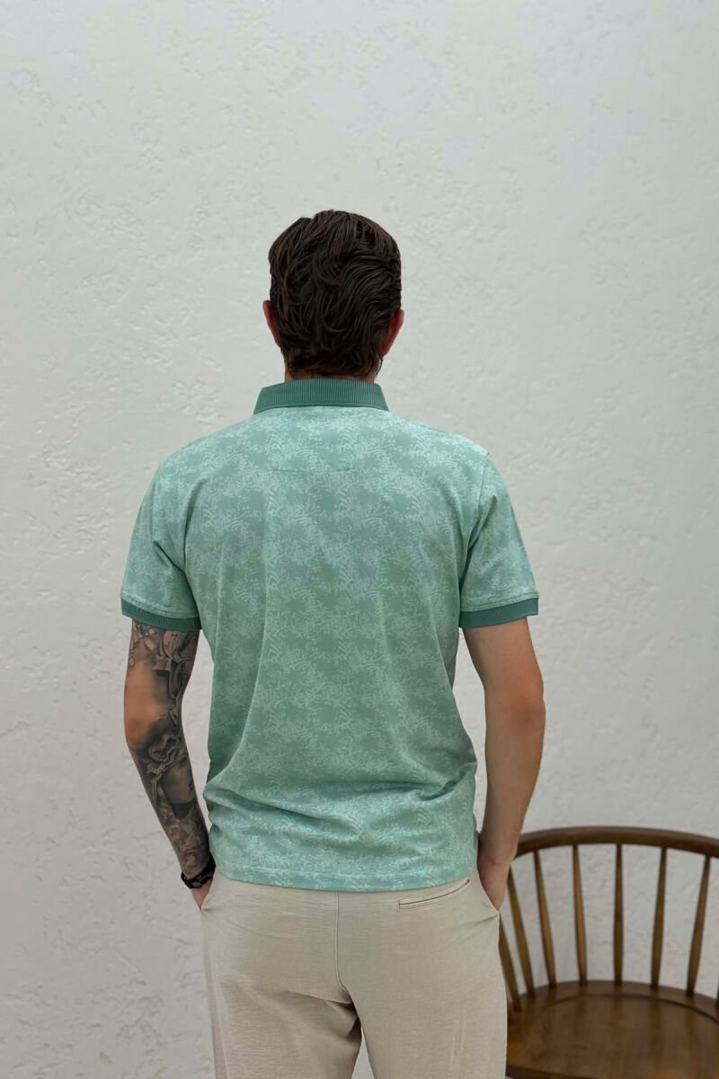 DESIGNED POLO NECK MEN T-SHIRT MINT/MENTE - 4