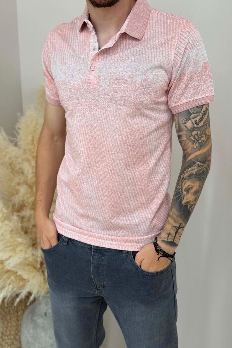 DESIGNED POLO NECK MEN T-SHIRT POWDER/PUDER - 2