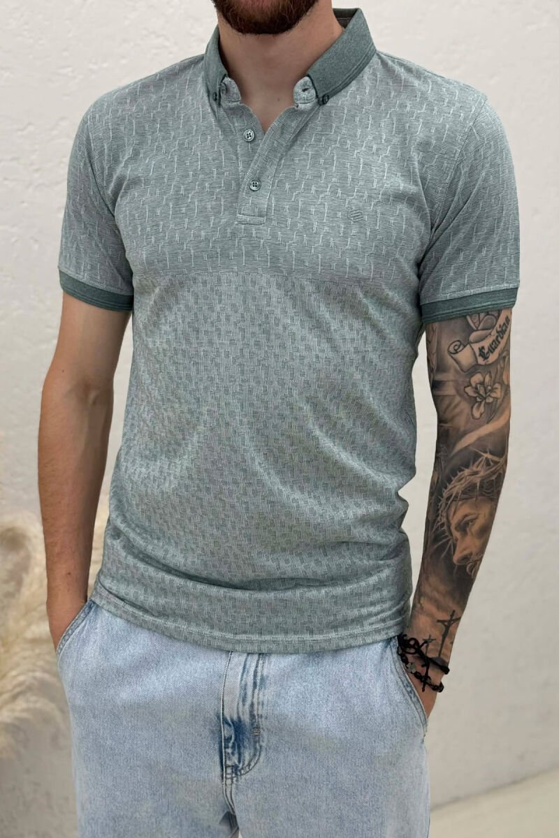 DESIGNED POLO NECK ONE COLOR MEN T-SHIRT MINT/MENTE - 2