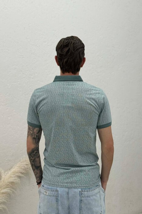 DESIGNED POLO NECK ONE COLOR MEN T-SHIRT MINT/MENTE - 4