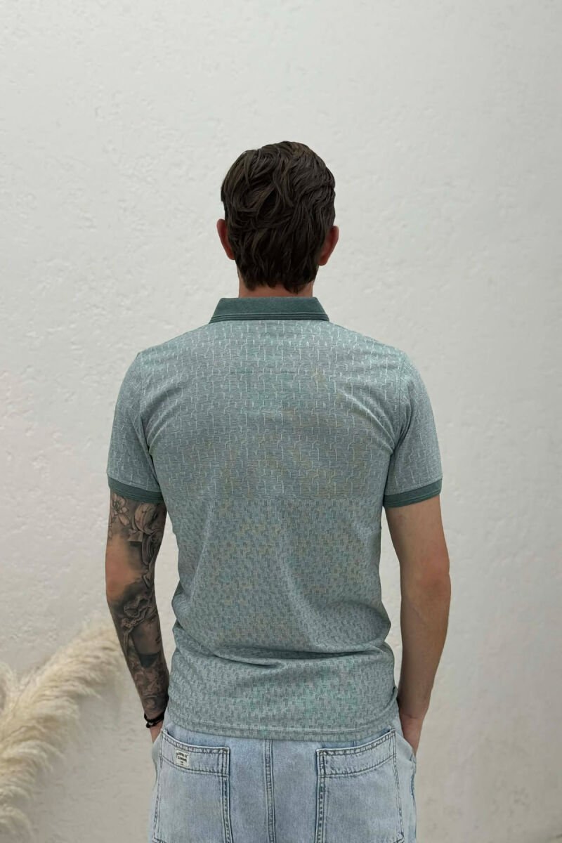 DESIGNED POLO NECK ONE COLOR MEN T-SHIRT MINT/MENTE - 4