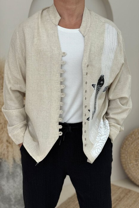 DESIGNED SIMPLE MEN SHIRT BEIGE/BEZHE - KLAUDIO FASHION