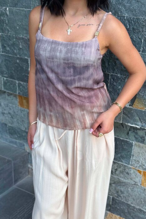 DESIGNED THIN STRAPS WOMAN TANK TOP BEIGE/BEZHE - 2
