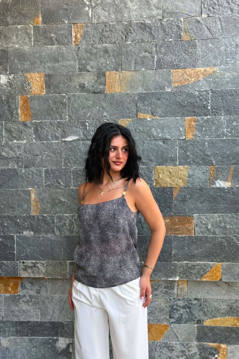 DESIGNED THIN STRAPS WOMAN TANK TOP BLACK/ E ZEZE - 2
