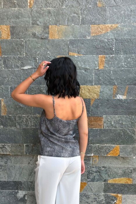 DESIGNED THIN STRAPS WOMAN TANK TOP BLACK/ E ZEZE - 5