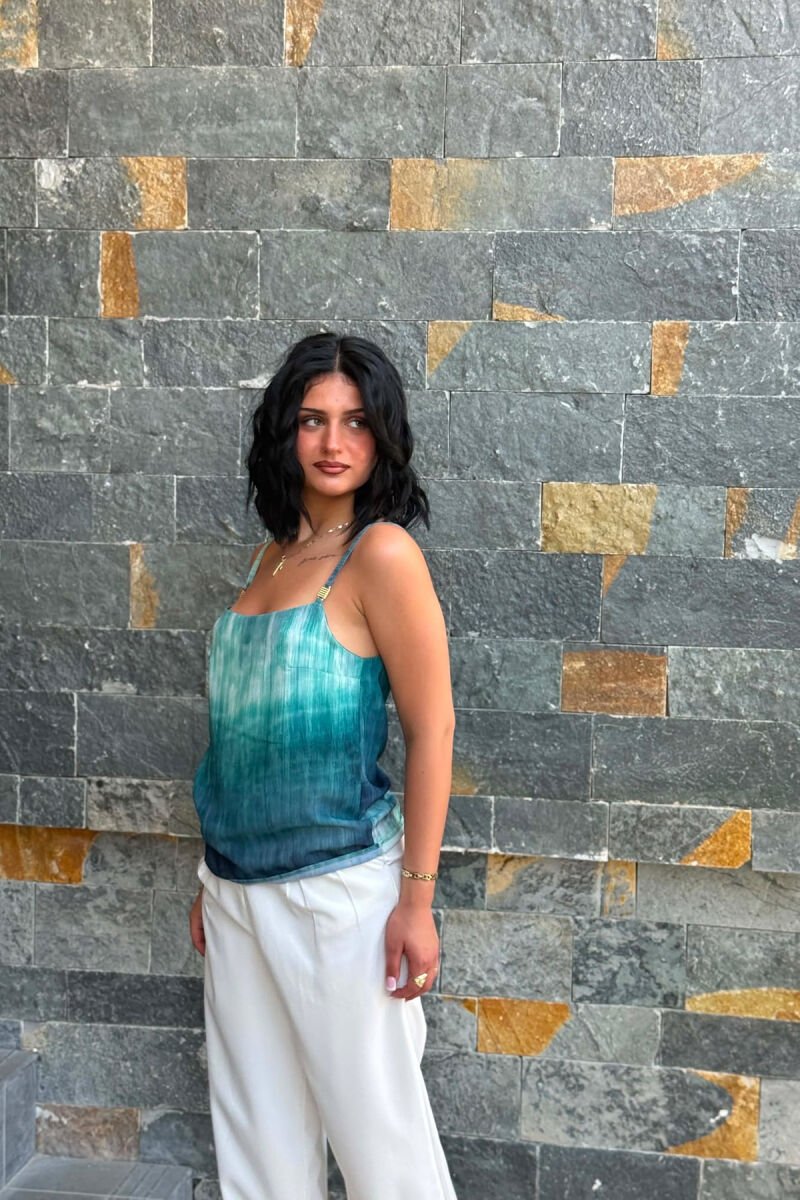 DESIGNED THIN STRAPS WOMAN TANK TOP BLUE STONE/GK - 2
