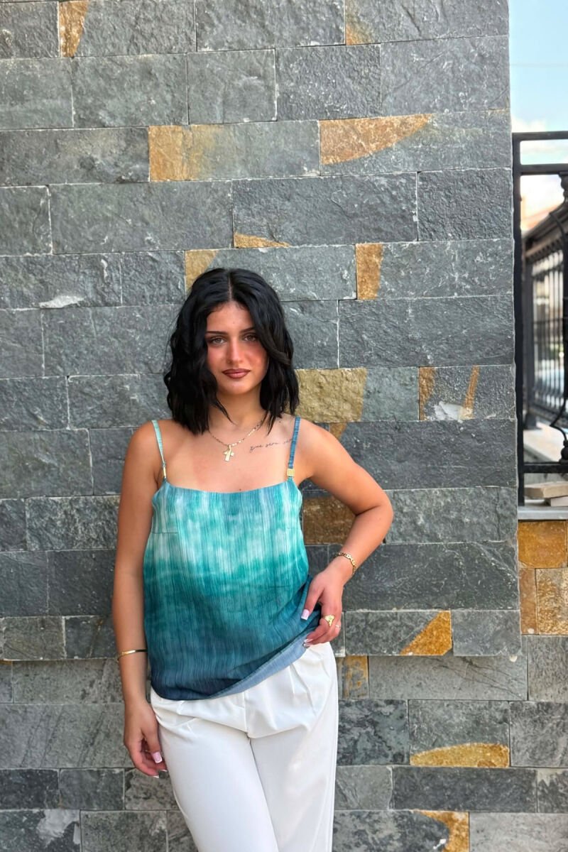 DESIGNED THIN STRAPS WOMAN TANK TOP BLUE STONE/GK - 3