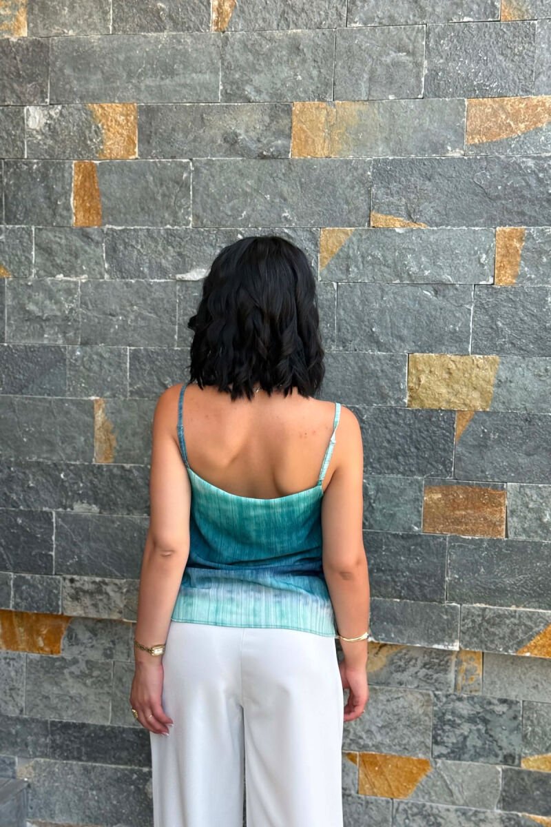 DESIGNED THIN STRAPS WOMAN TANK TOP BLUE STONE/GK - 5