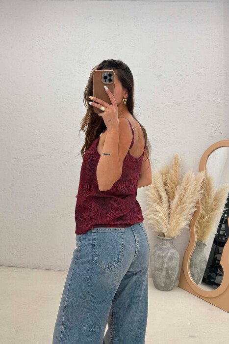 DESIGNED THIN STRAPS WOMAN TANK TOP BURGUNDY/VISHNJE - 3