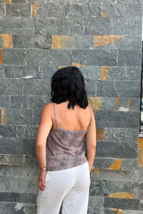 DESIGNED THIN STRAPS WOMAN TANK TOP DARK BEIGE/BEZHE ERRET - 4