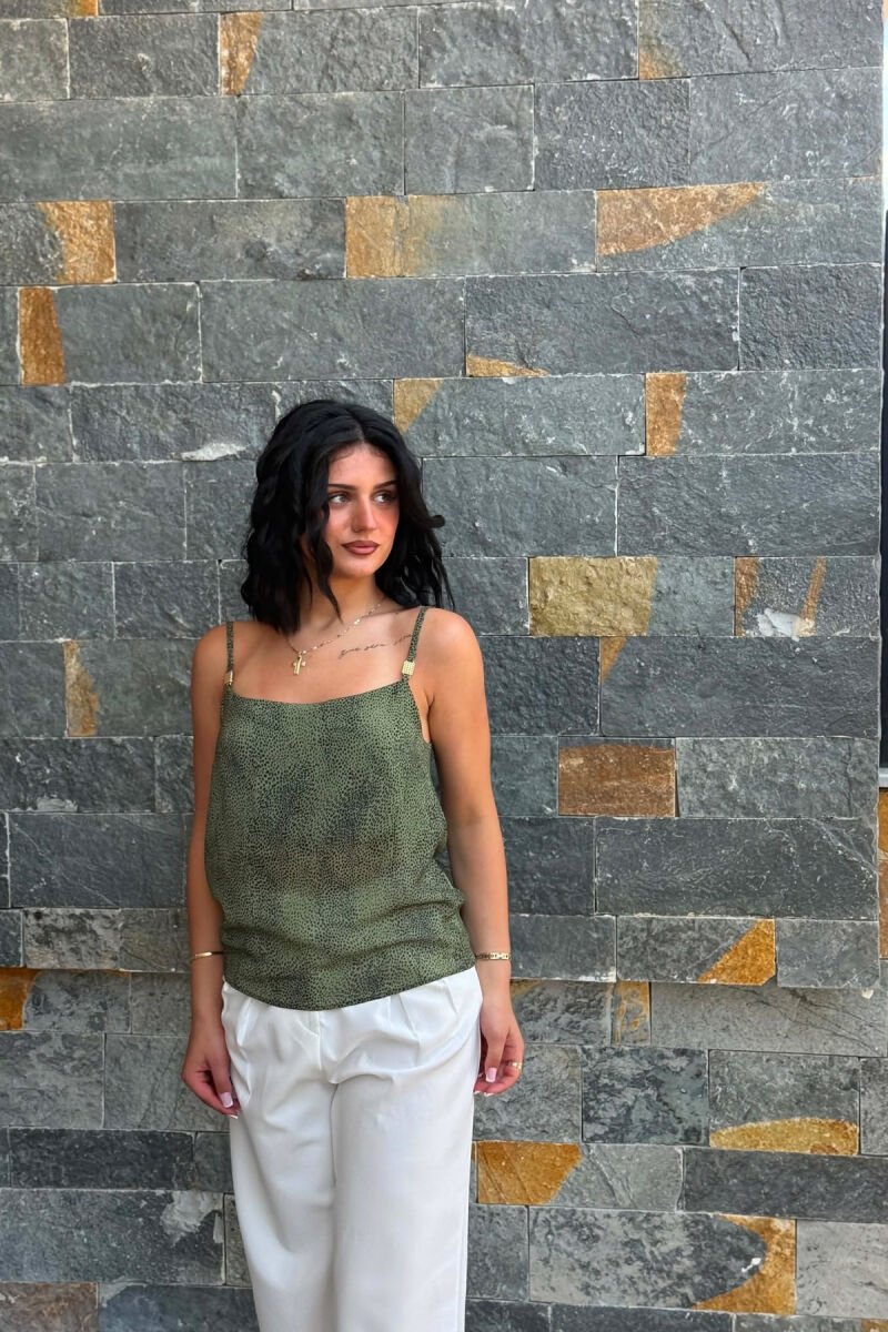 DESIGNED THIN STRAPS WOMAN TANK TOP GREEN/JESHILE - 2