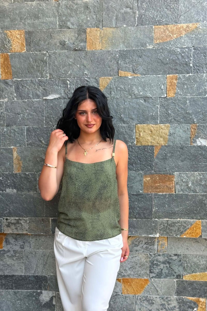 DESIGNED THIN STRAPS WOMAN TANK TOP GREEN/JESHILE - 3
