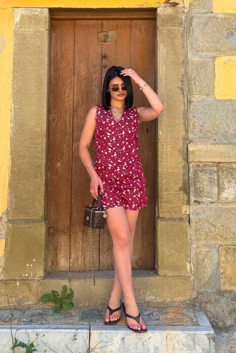 DESIGNED VEST + SHORTS WOMAN SET BURGUNDY/VISHNJE 