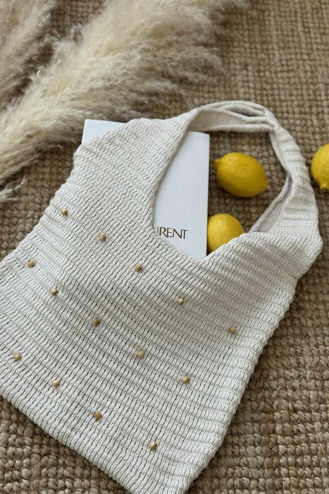 DETAILS CROCHET BEACH WOMEN BAG CREAM/KREM - 3