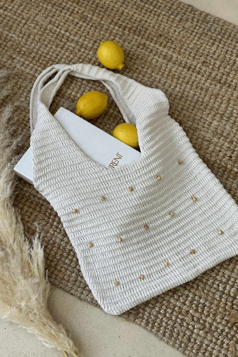 DETAILS CROCHET BEACH WOMEN BAG CREAM/KREM - 4