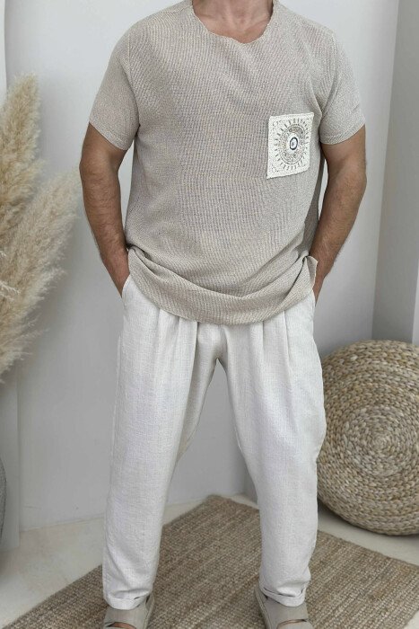 DETAILS SIMPLE MEN T-SHIRT BEIGE/BEZHE 