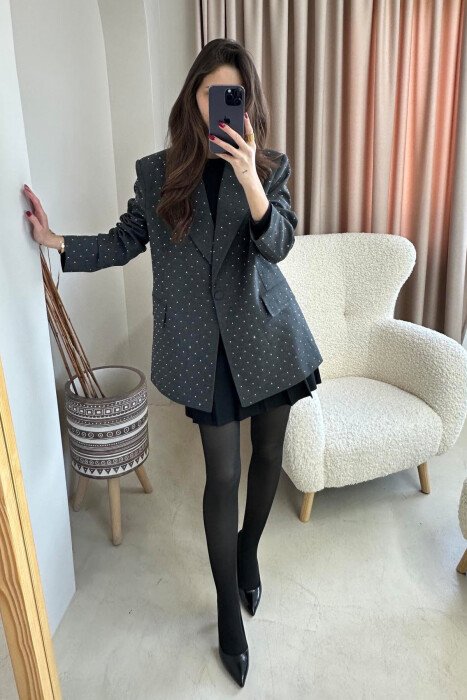 DIAMOND DETAILS CLASSIC WOMEN JACKET GREY/GRI - 1