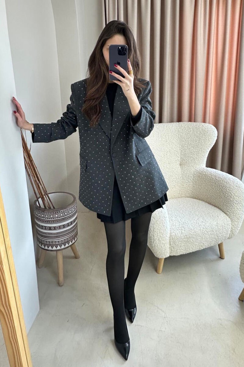 DIAMOND DETAILS CLASSIC WOMEN JACKET GREY/GRI - 1