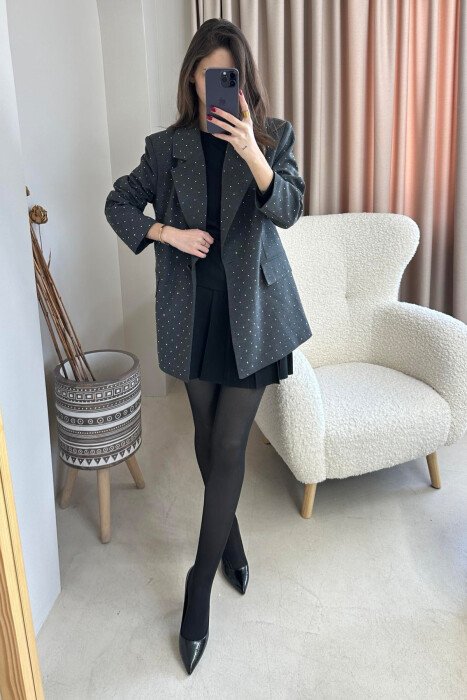 DIAMOND DETAILS CLASSIC WOMEN JACKET GREY/GRI - 3