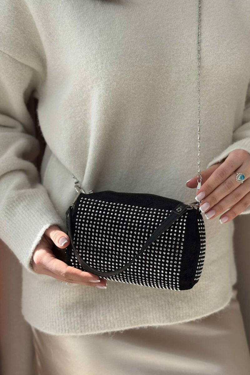 DIAMOND DETAILS VELVET WOMEN BAG BLACK/ E ZEZE - 2