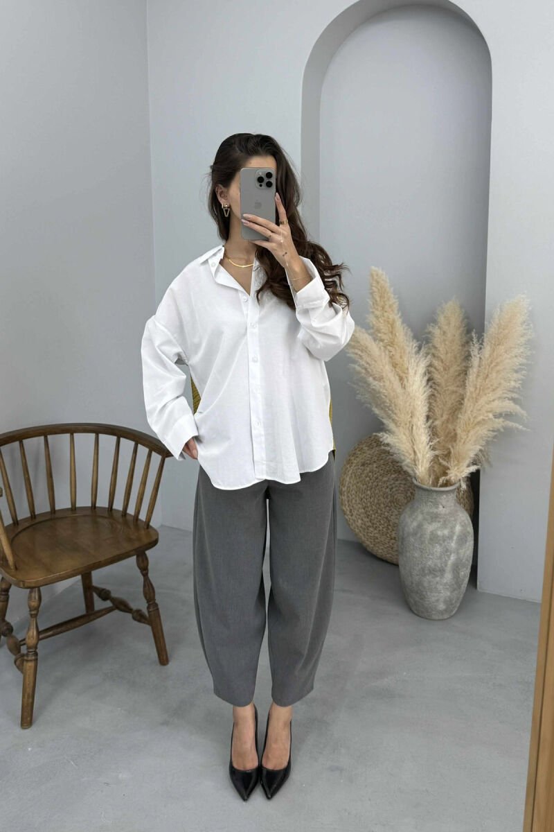 DIFFERENT BACK DESIGN TWO-COLORED WOMEN SHIRT WHITE/GREEN-BAJE - 2