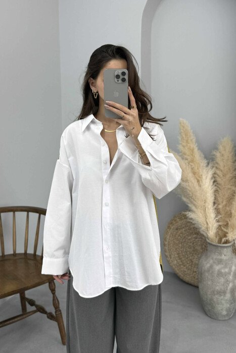 DIFFERENT BACK DESIGN TWO-COLORED WOMEN SHIRT WHITE/GREEN-BAJE - 3