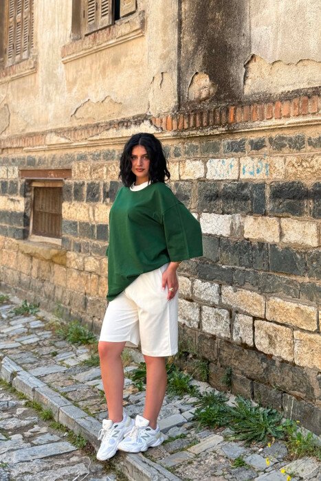 SET T-SHIRT + TUTA TE SHKURTRA PER FEMRA NE NGJYRE JESHILE TE ERRET - KLAUDIO FASHION