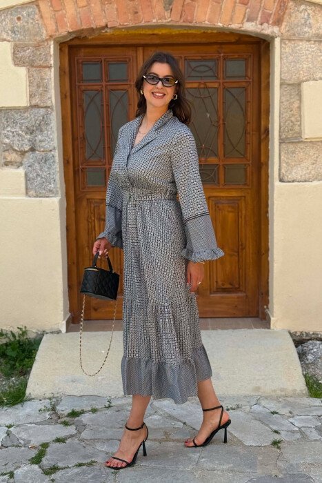 DIFFERENT DESIGN LONG SLEEVE WOMAN DRESS GREY/GRI - 3